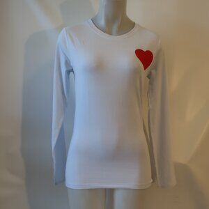NWT Womens Moving Forward Blue "Red Heart" Long Sleeve Tee L